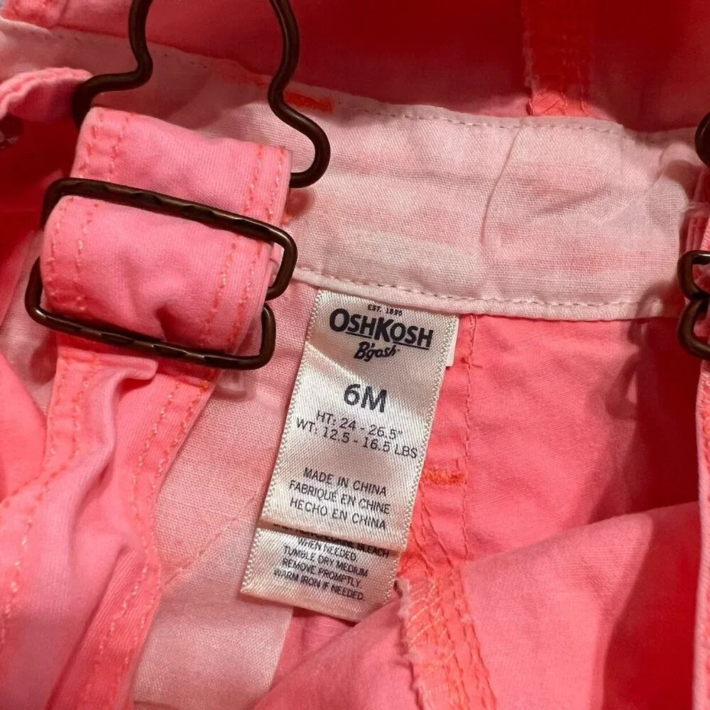 OshKosh 6m Neon Pink Overalls Shorts
